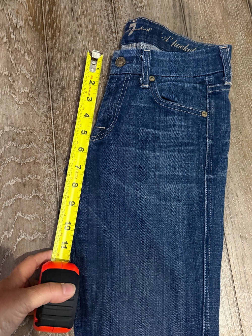 7 For All Mankind Women's Dark Blue “A” Pocket Bootcut Jeans - Picture 9 of 14